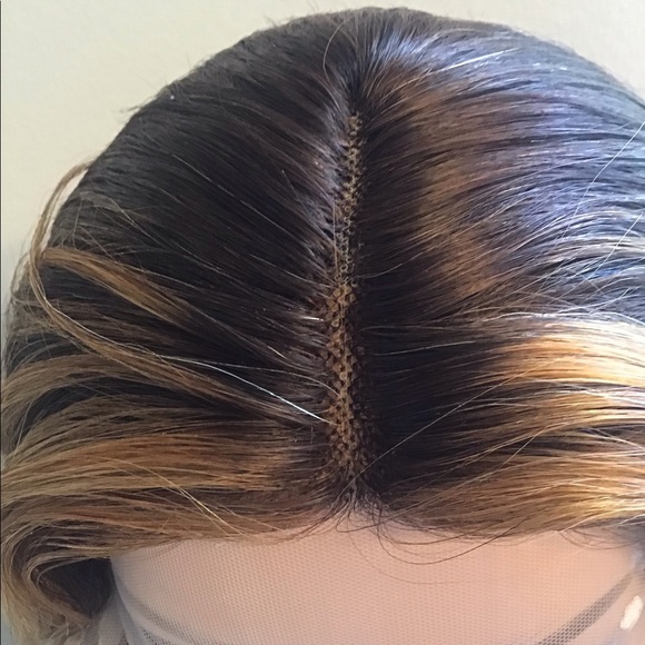 Pre-owned Beautiful Two-Tone 180 Density Highlight Wave Human Hair 13x1 Lace Wig - Picture 4 of 8